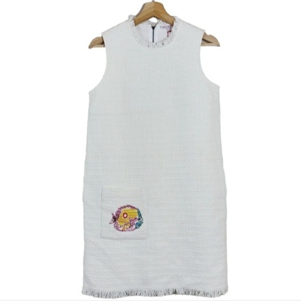 Frances Valentine Sleeveless White Fringe Fish Dress NWT womens size S - Picture 4 of 10